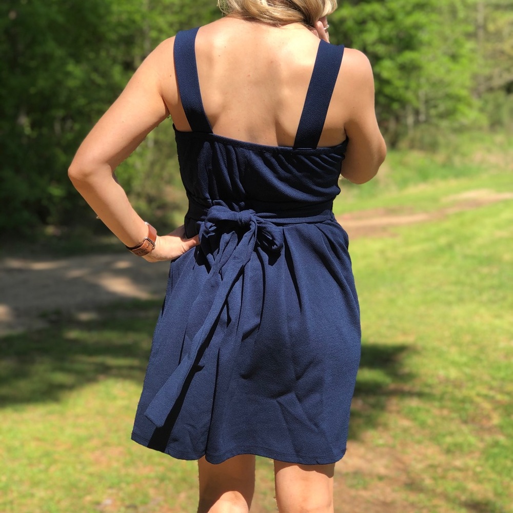 Belted Navy Dress - Picture 3 of 8